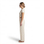 JOANNA 281882BT 2-Piece Pajama Set Short Sleeve Crop Top and Pants Soft Comfortable Sleepwear for Women