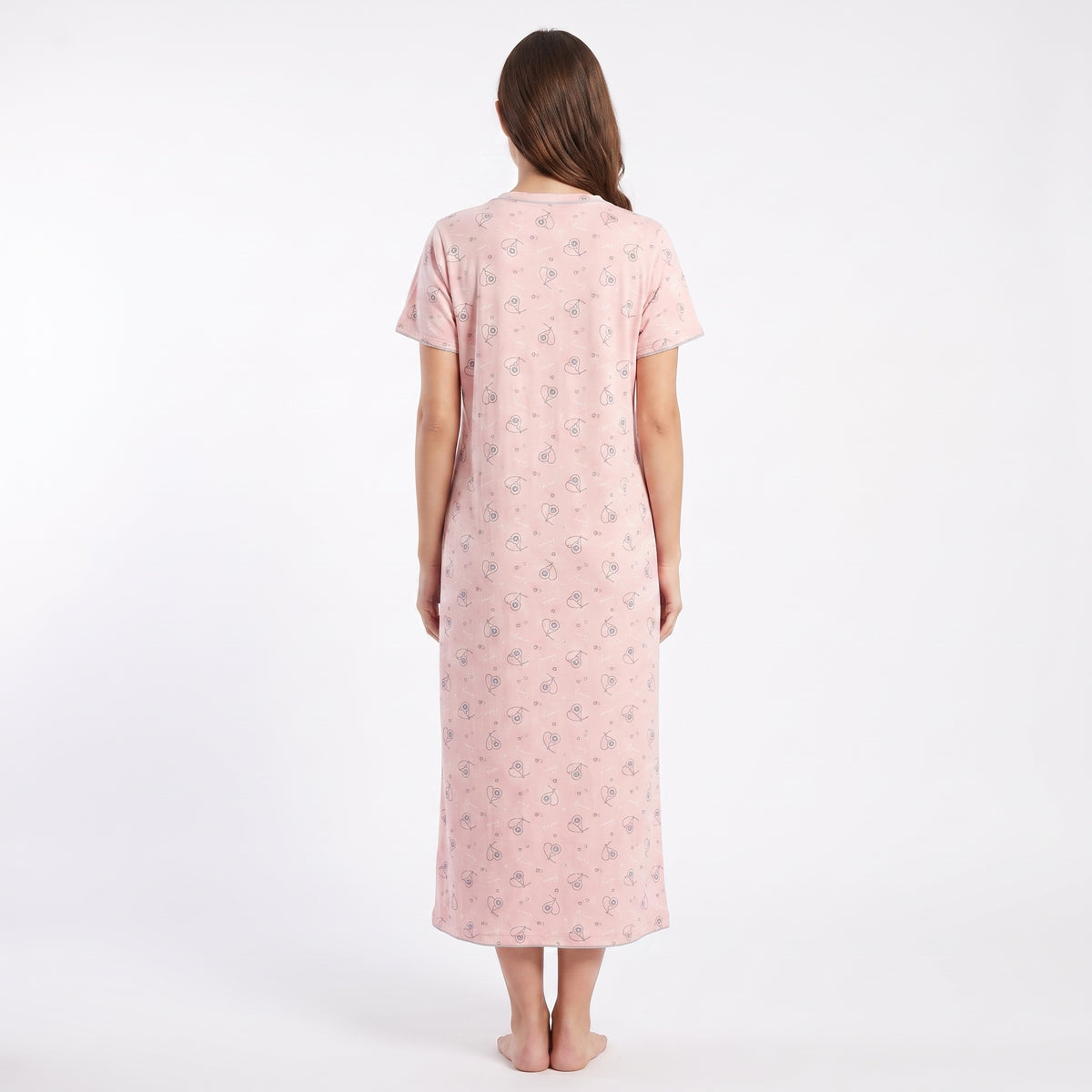 JOANNA F746635 Women's Printed Short Sleeve V-Neck Nightgown