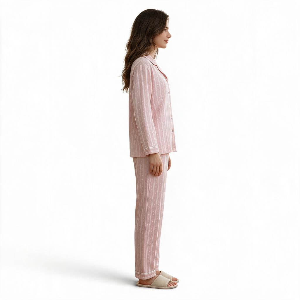 JOANNA F293363 Classic Button Down Pajama Set