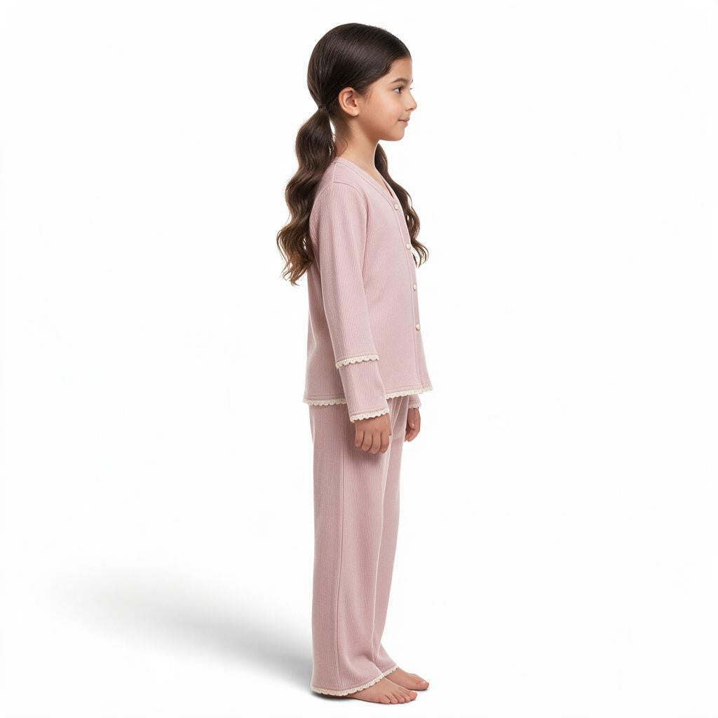 JOANNA F491124T , F891124T Girls Long Sleeve Button Down Pajama Set