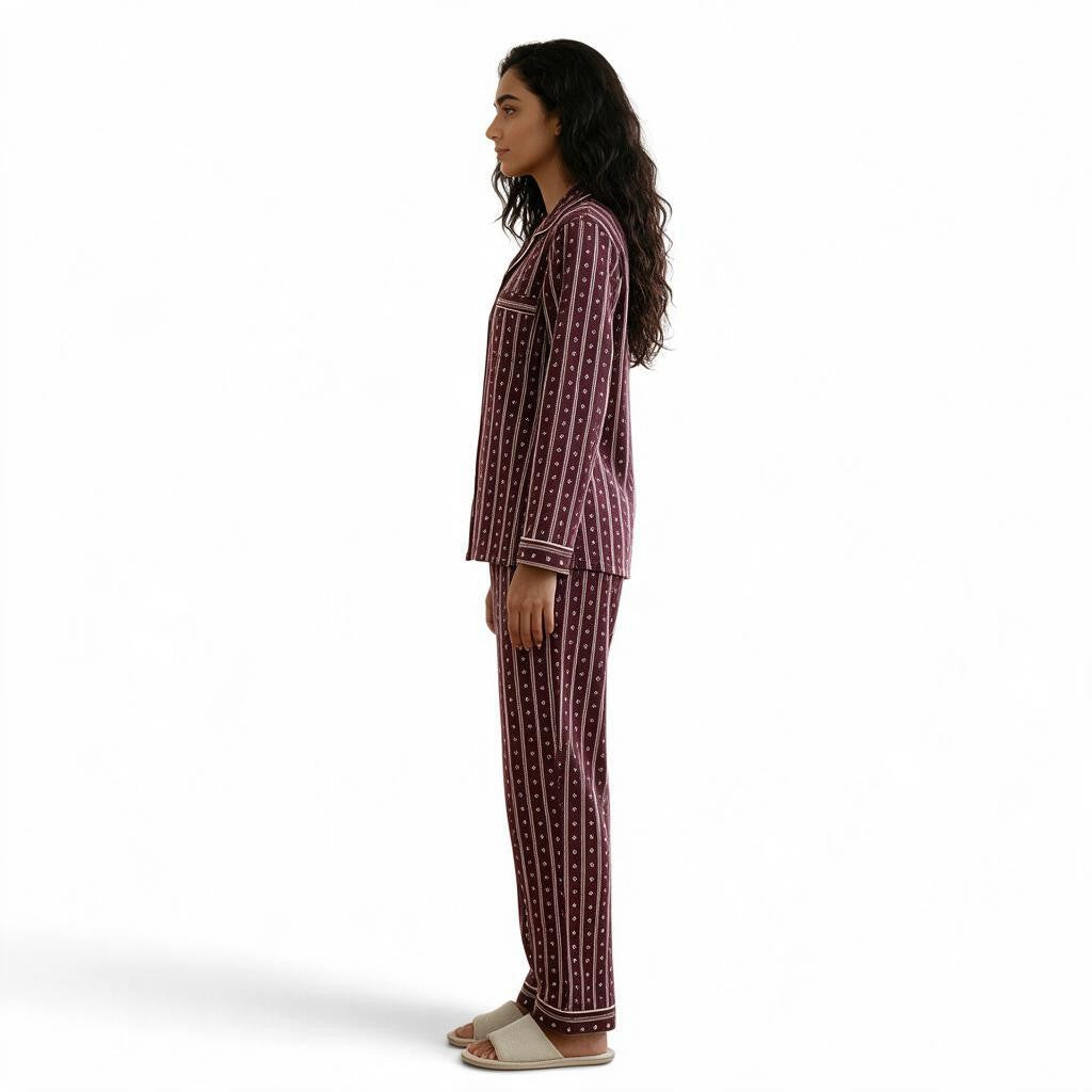 JOANNA F293363 Classic Button Down Pajama Set