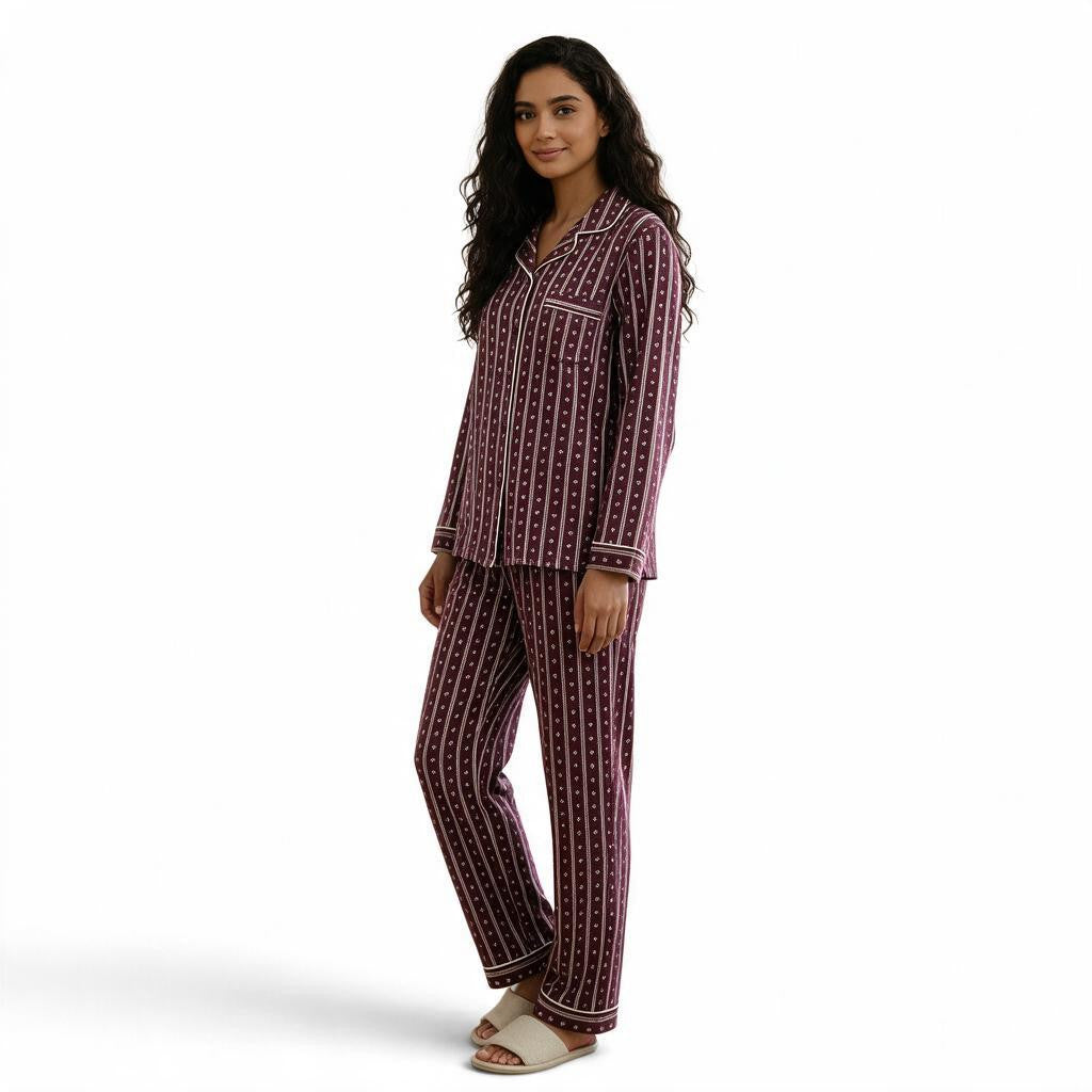 JOANNA F293363 Classic Button Down Pajama Set
