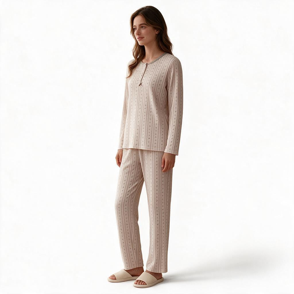 JOANNA F291157T Women's Comfortable Long Sleeve Pajama Set