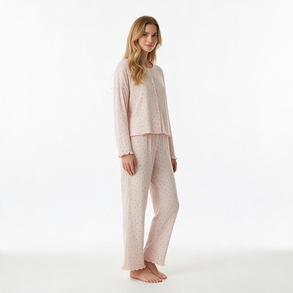 JOANNA F291138T Two Piece Lounge Set with Button Down Top and Trousers