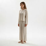 JOANNA F291138T Two Piece Lounge Set with Button Down Top and Trousers