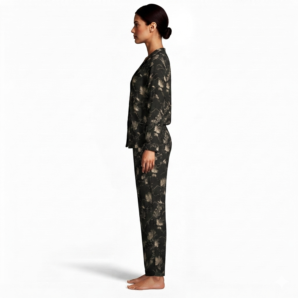 JOANNA F216759 Women's 2-Piece Long Sleeve Floral Button-Down Pajama Set