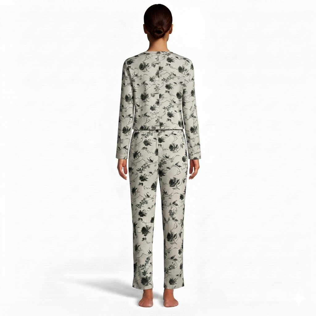 JOANNA F216759 Women's 2-Piece Long Sleeve Floral Button-Down Pajama Set