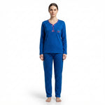 JOANNA 292368 Women's 2-Piece Polka Dot Long Sleeve Henley Pajama Set