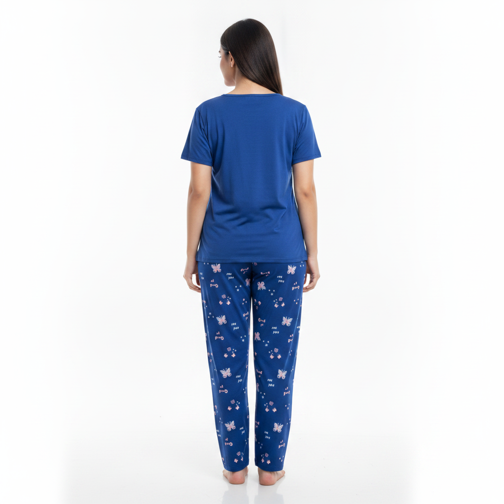 JOANNA 299896H Women's 2-Piece Butterfly Graphic T-Shirt and Printed Pajama Pants Set