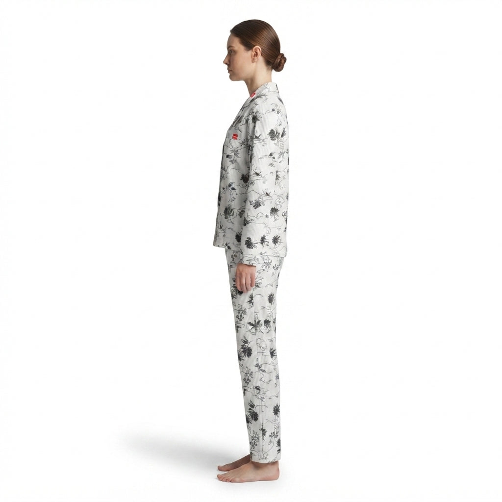 JOANNA F216759 Women's 2-Piece Long Sleeve Floral Button-Down Pajama Set