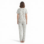 JOANNA F246668BT Women's 2-Piece Bow Print Short Sleeve Pajama Set with Lettuce Edge