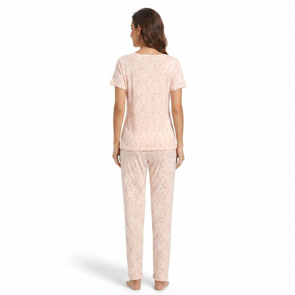 JOANNA F246669BT Women's 2-Piece All-Over Printed Short Sleeve Pajama Set