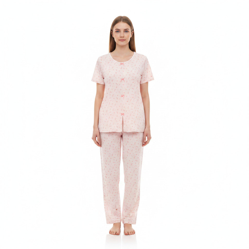 JOANNA F246669BT Women's 2-Piece All-Over Printed Short Sleeve Pajama Set