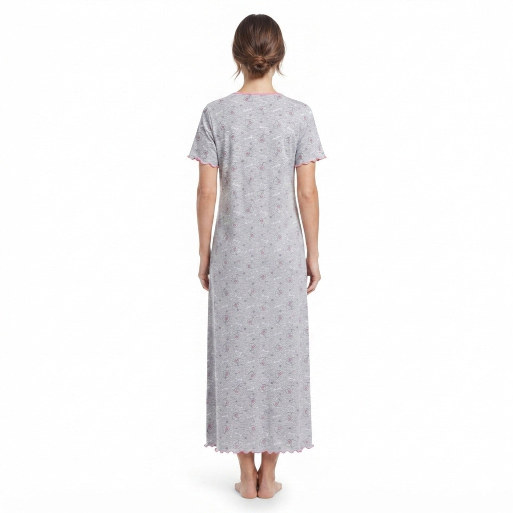JOANNA F746635 Women's Printed Short Sleeve V-Neck Nightgown