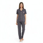 JOANNA F281404BT Women's 2-Piece Short Sleeve Pajama Set with Contrast Piping