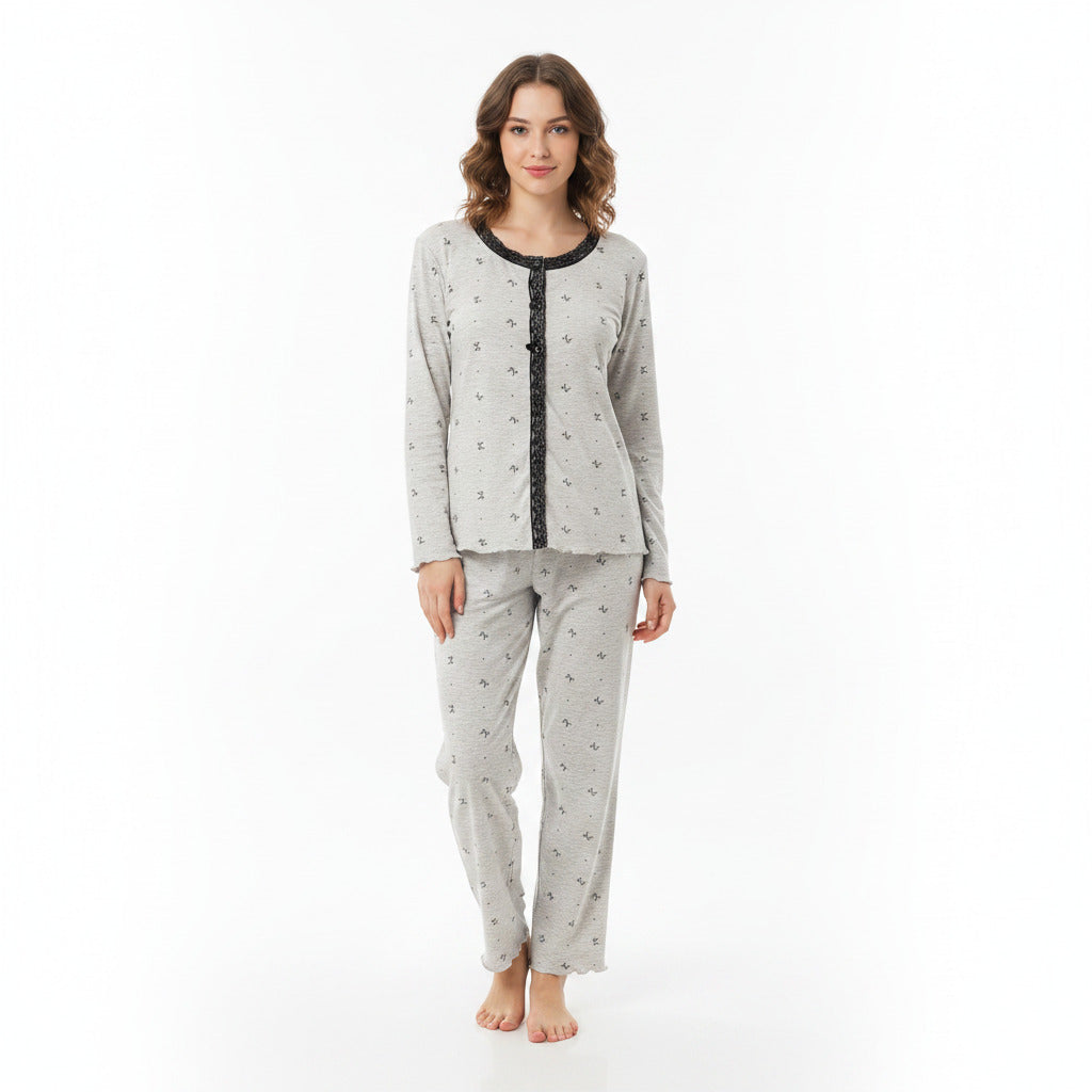 JOANNA 216743BT Women's 3-Piece Pyjama Set Soft Breathable Loungewear Long Sleeve Top, Cami and Pants Cotton Blend Sleepwear