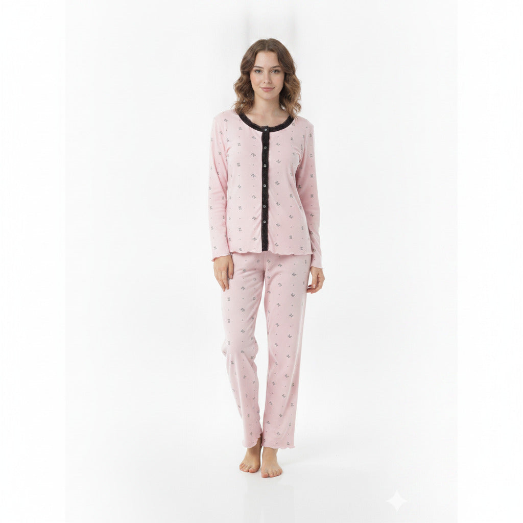 JOANNA 216743BT Women's 3-Piece Pyjama Set Soft Breathable Loungewear Long Sleeve Top, Cami and Pants Cotton Blend Sleepwear