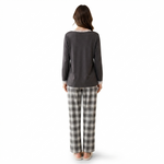 JOANNA 246696T Long Sleeve Pajama Set with Plaid Trousers