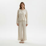 JOANNA F291138T Two Piece Lounge Set with Button Down Top and Trousers