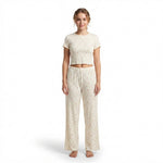 JOANNA 281882BT 2-Piece Pajama Set Short Sleeve Crop Top and Pants Soft Comfortable Sleepwear for Women