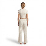 JOANNA 281882BT 2-Piece Pajama Set Short Sleeve Crop Top and Pants Soft Comfortable Sleepwear for Women