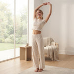 JOANNA 281882BT 2-Piece Pajama Set Short Sleeve Crop Top and Pants Soft Comfortable Sleepwear for Women