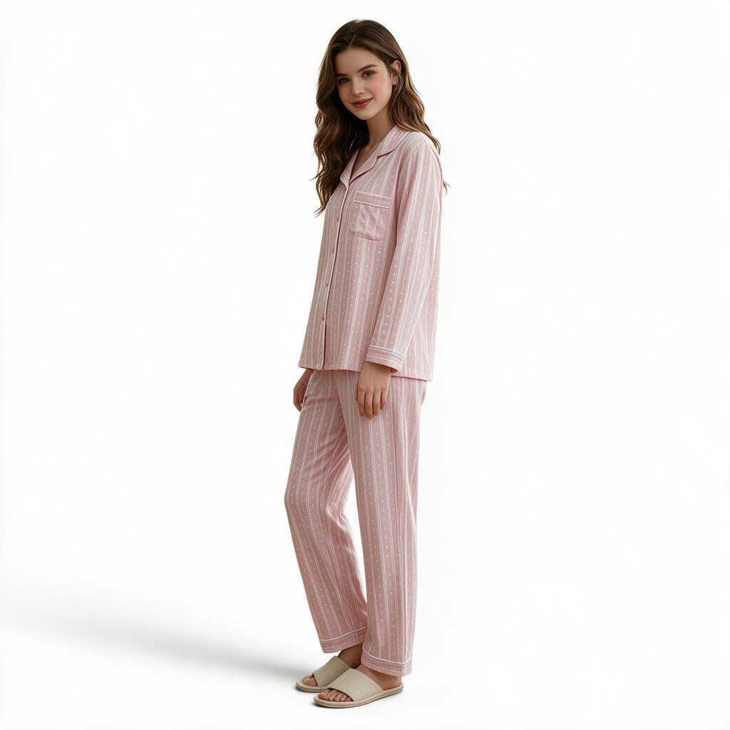 JOANNA F293363 Classic Button Down Pajama Set