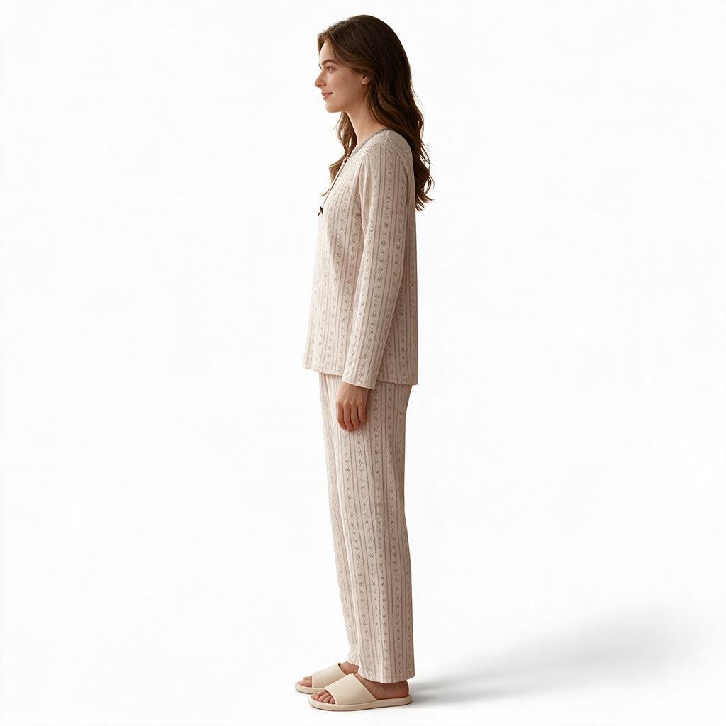 JOANNA F291157T Women's Comfortable Long Sleeve Pajama Set
