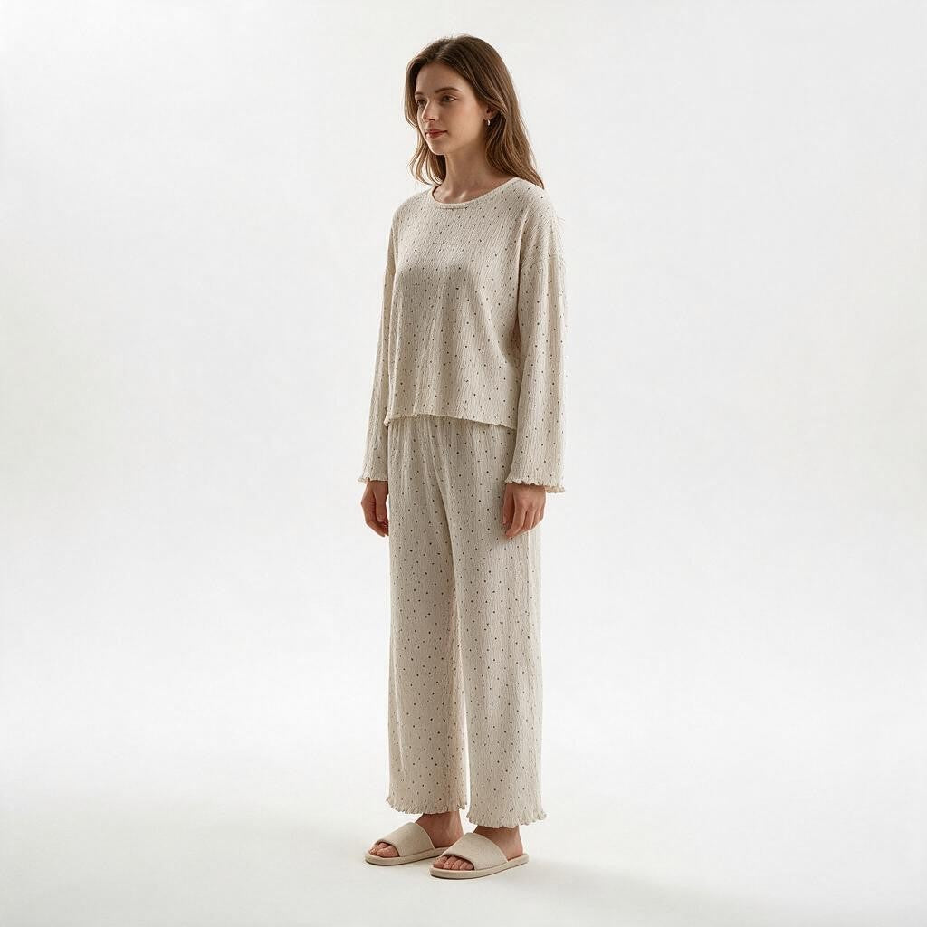 JOANNA F291138T Two Piece Lounge Set with Button Down Top and Trousers