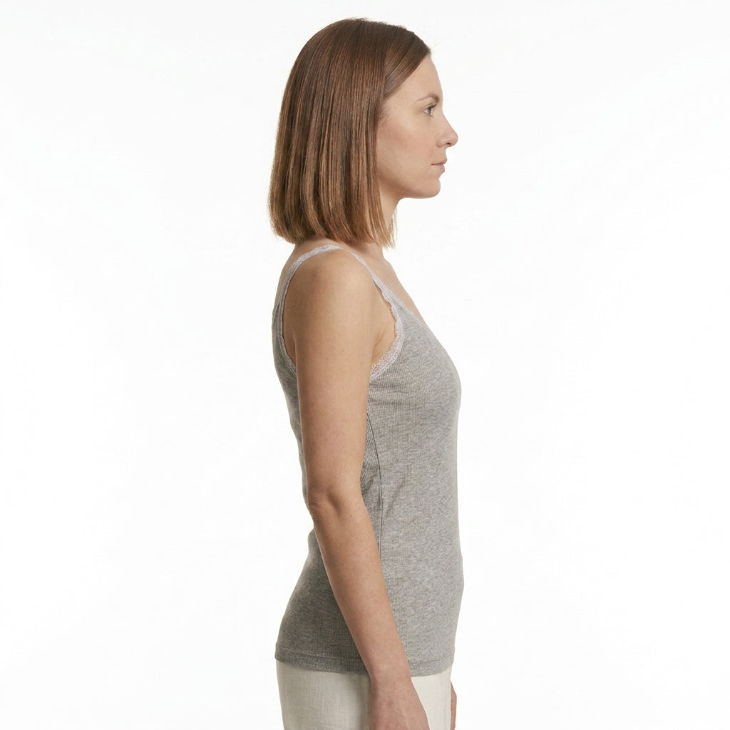JOANNA SZ2149 Lace-Trimmed Ribbed Camisole Top