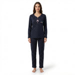 JOANNA 292368 Women's 2-Piece Polka Dot Long Sleeve Henley Pajama Set