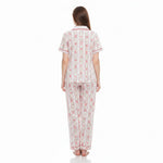JOANNA 292379 Women's 2-Piece Striped Floral Short Sleeve Pajama Set