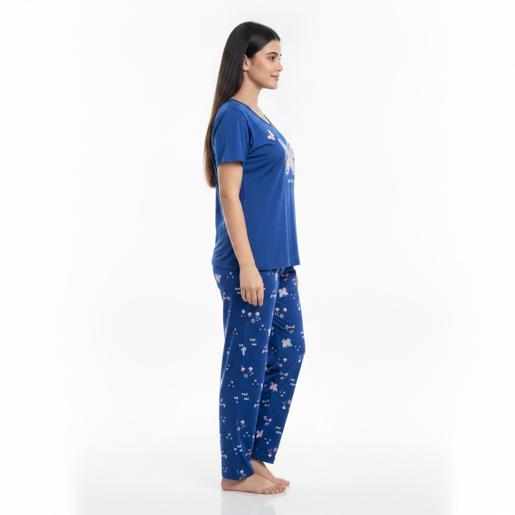 JOANNA 299896H Women's 2-Piece Butterfly Graphic T-Shirt and Printed Pajama Pants Set