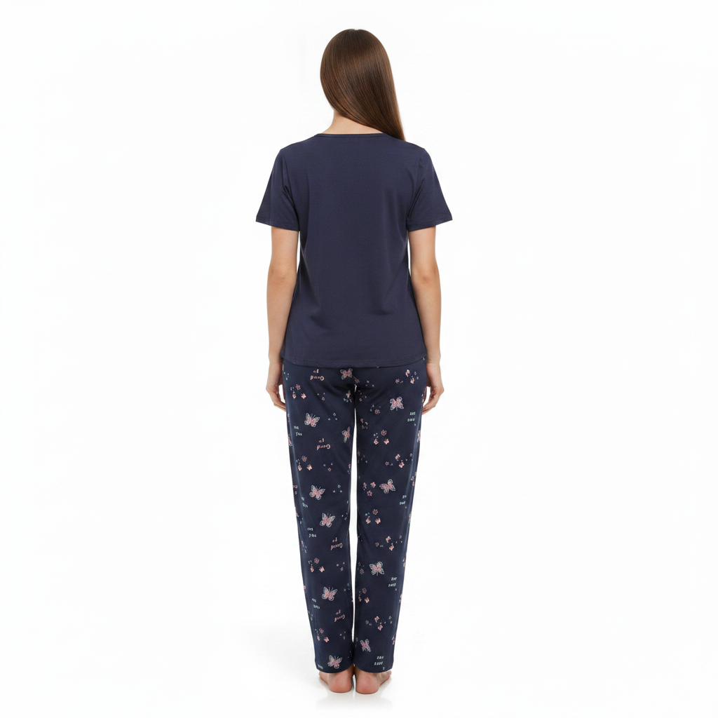 JOANNA 299896H Women's 2-Piece Butterfly Graphic T-Shirt and Printed Pajama Pants Set