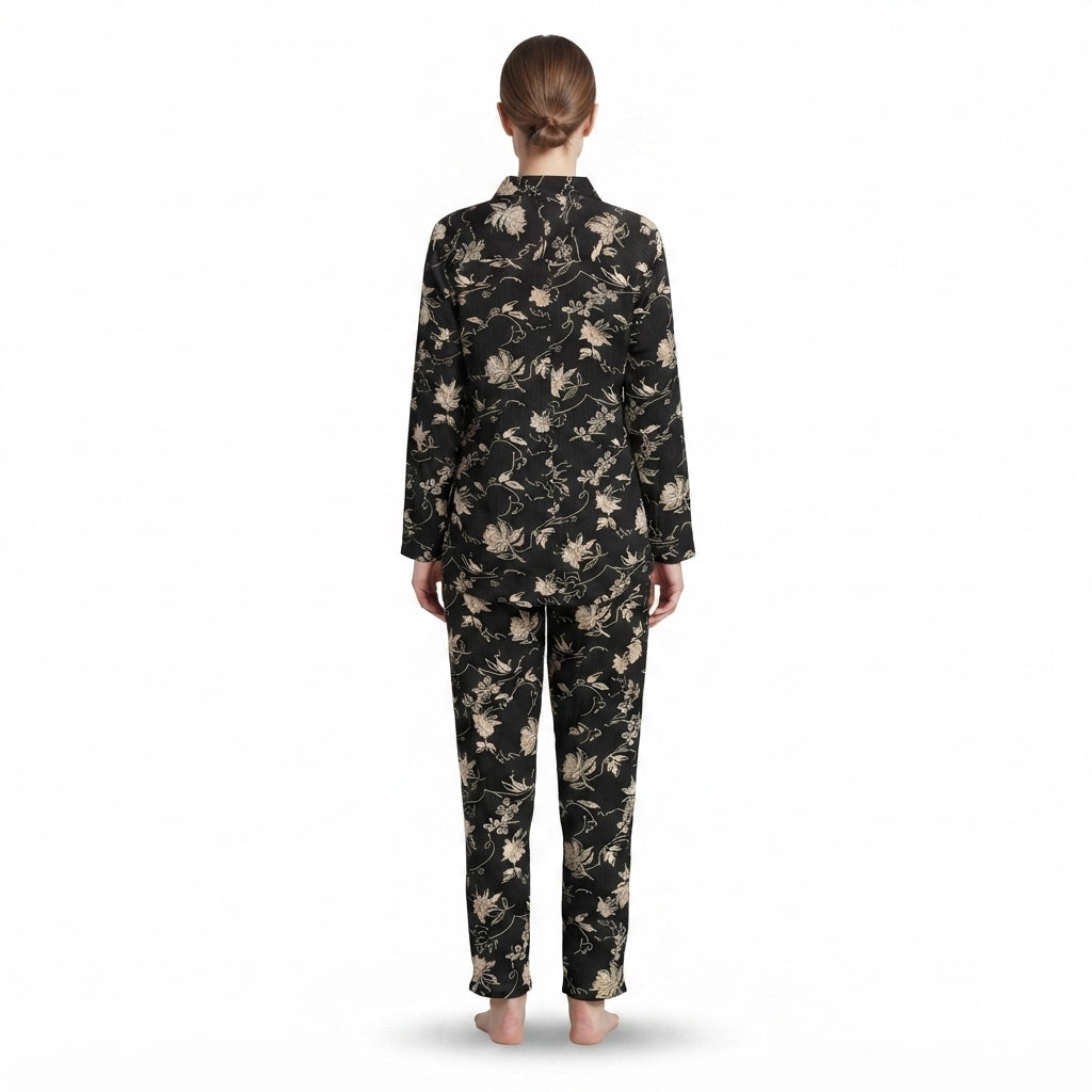 JOANNA F216759 Women's 2-Piece Long Sleeve Floral Button-Down Pajama Set