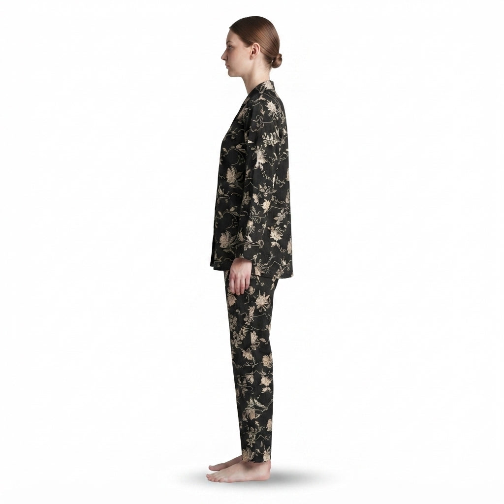 JOANNA F216759 Women's 2-Piece Long Sleeve Floral Button-Down Pajama Set