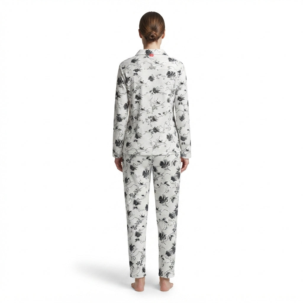 JOANNA F216759 Women's 2-Piece Long Sleeve Floral Button-Down Pajama Set