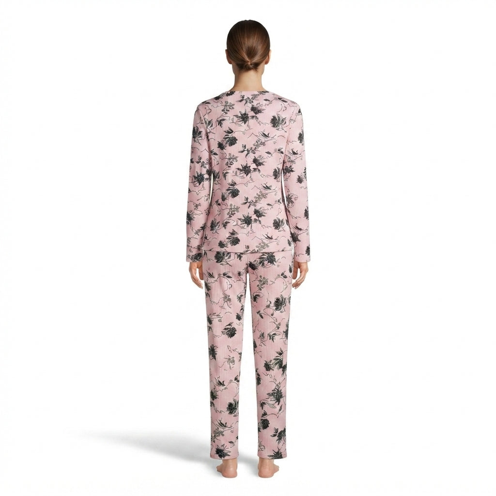 JOANNA F216759 Women's 2-Piece Long Sleeve Floral Button-Down Pajama Set