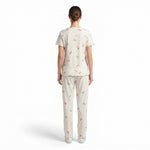 JOANNA F246668BT Women's 2-Piece Bow Print Short Sleeve Pajama Set with Lettuce Edge