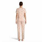 JOANNA F246668BT Women's 2-Piece Bow Print Short Sleeve Pajama Set with Lettuce Edge