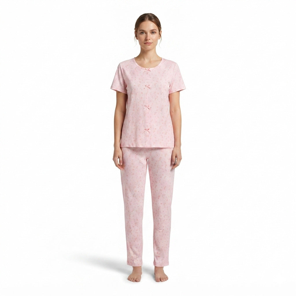 JOANNA F246669BT Women's 2-Piece All-Over Printed Short Sleeve Pajama Set