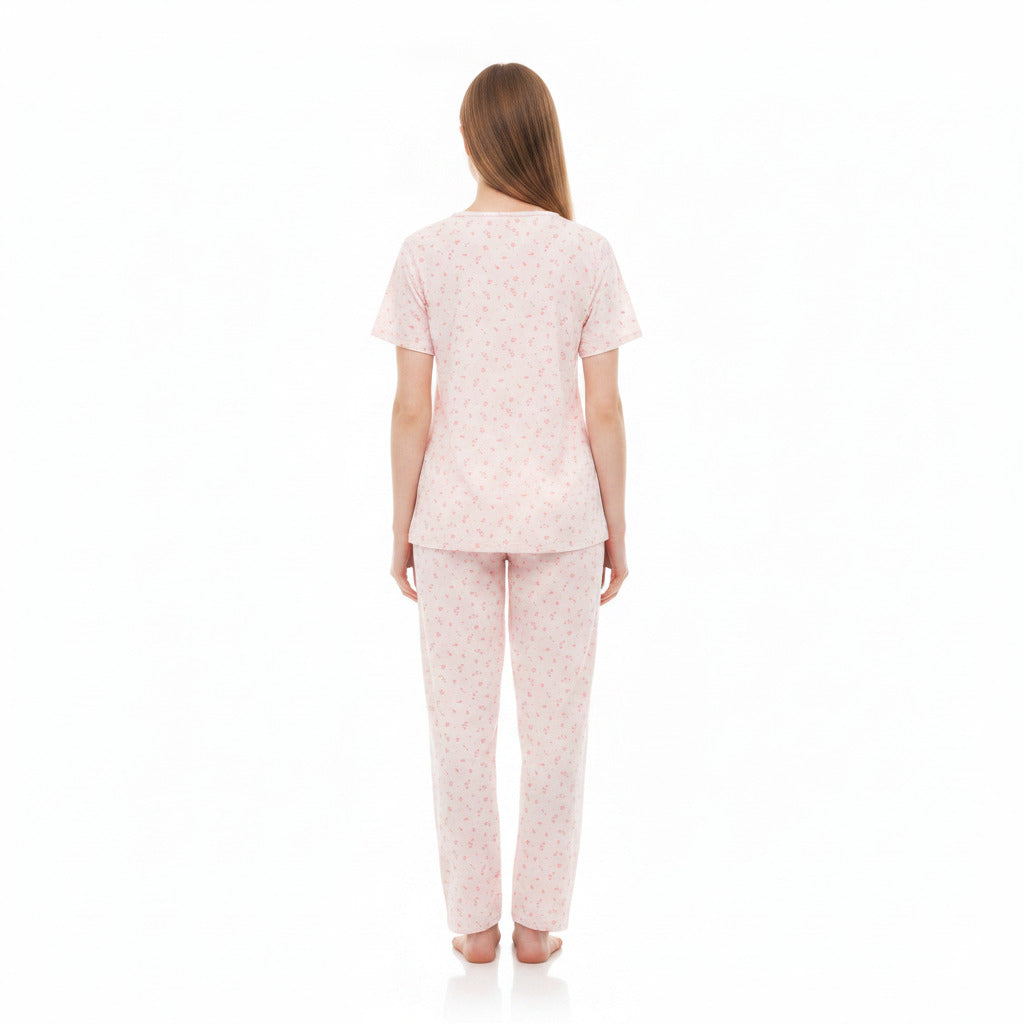 JOANNA F246669BT Women's 2-Piece All-Over Printed Short Sleeve Pajama Set