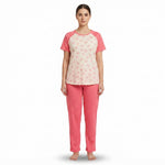 JOANNA F246674BT Women's 2-Piece Short Sleeve Raglan Bow Print Pajama Set