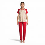 JOANNA F246674BT Women's 2-Piece Short Sleeve Raglan Bow Print Pajama Set