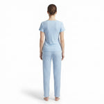 JOANNA F281406BT Women's 2-Piece Short Sleeve V-Neck Ribbed Pajama Set