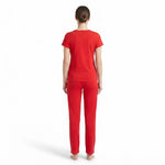 JOANNA F281406BT Women's 2-Piece Short Sleeve V-Neck Ribbed Pajama Set