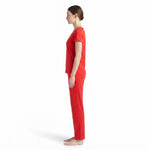 JOANNA F281406BT Women's 2-Piece Short Sleeve V-Neck Ribbed Pajama Set