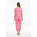 JOANNA 281917-1T 2-Piece Pajama Set Short Sleeve Heart Print Top and Capri Pants Soft Sleepwear