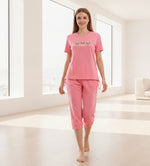 JOANNA 281917-1T 2-Piece Pajama Set Short Sleeve Heart Print Top and Capri Pants Soft Sleepwear