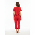 JOANNA 281917-1T 2-Piece Pajama Set Short Sleeve Heart Print Top and Capri Pants Soft Sleepwear